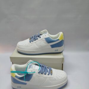 Nike Air Force 1 Low White Blue Yellow Colorblock Premium Sneakers