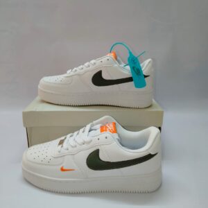 Nike Air Force 1 Low White Black Orange Accent Premium Sneakers